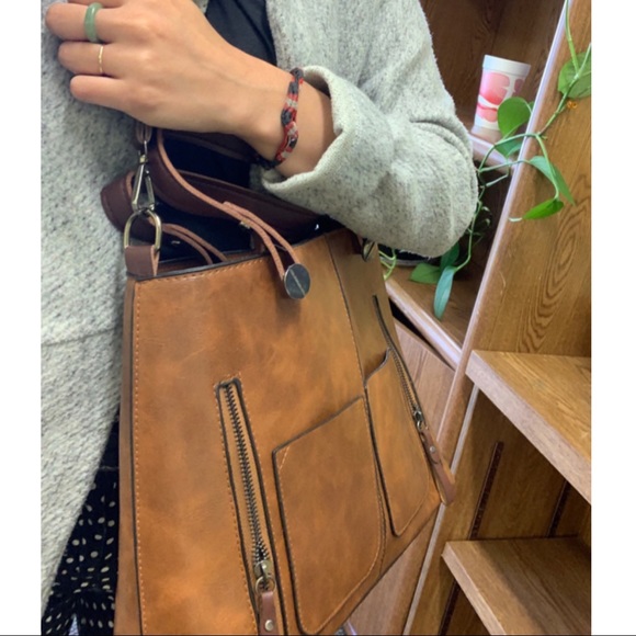 SHAI Zipper Details Tote Bag - BROWN - Picture 5 of 5